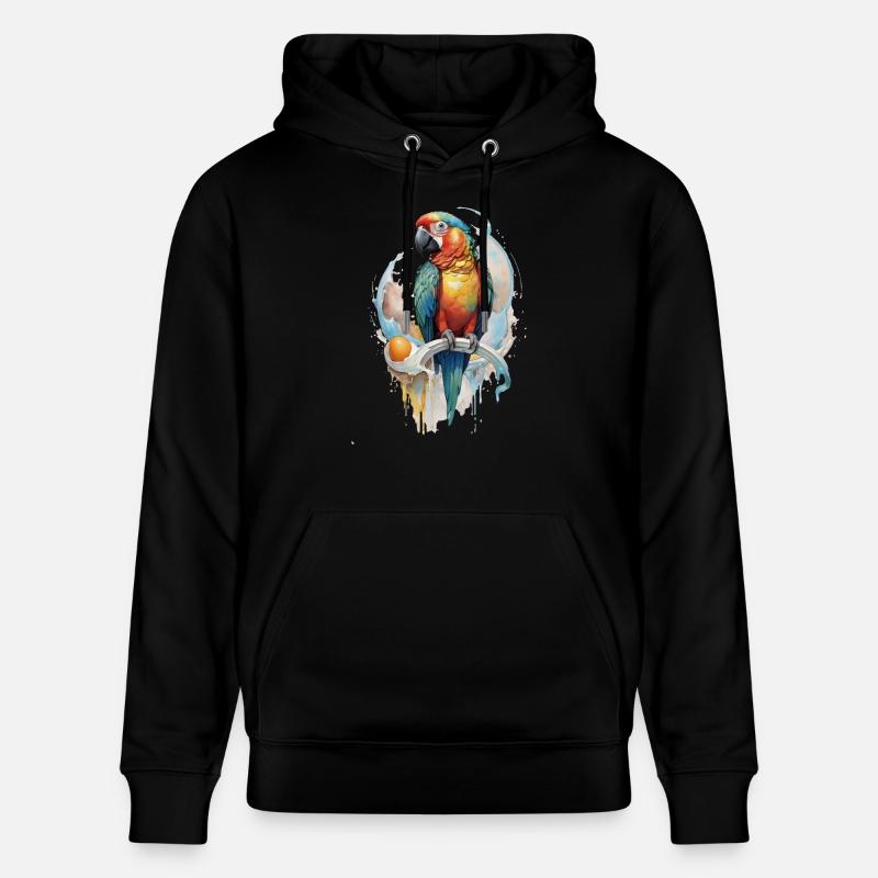 Perroquet Aquarelle - Sweat à capuche bio CRUISER Stanley/Stella Unisexe - noir