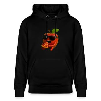 Apfel - Stanley/Stella Unisex Bio-Hoodie CRUISER  - Schwarz - Vorne - Alina (178cm) & Michal (187cm)