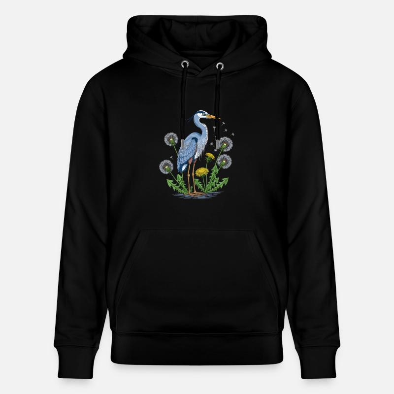 Héron bleu et pissenlit - Sweat à capuche bio CRUISER Stanley/Stella Unisexe - noir