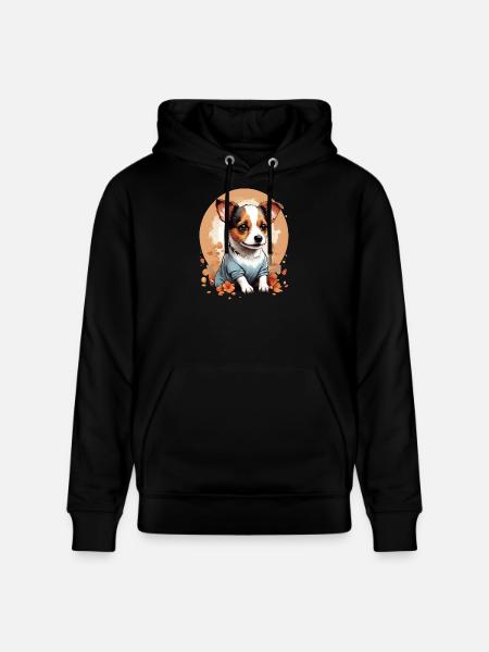 Mignon Petit Chiot Jack Russell - Sweat à capuche bio CRUISER Stanley/Stella Unisexe - noir