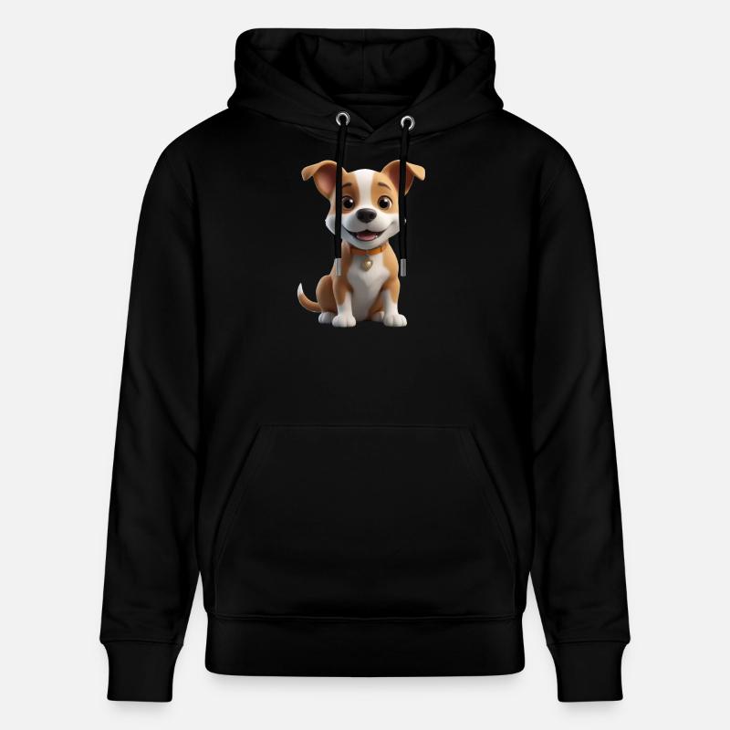 Süßes Hündchen mit Herzchen - Stanley/Stella Unisex Bio-Hoodie CRUISER  - Schwarz