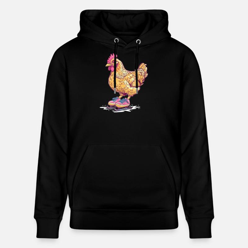 Poulet sur patins dessin animé - Sweat à capuche bio CRUISER Stanley/Stella Unisexe - noir