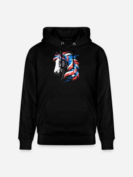 Patriotisches Pferd mit Sternenmähne - Stanley/Stella Unisex Bio-Hoodie CRUISER  - Schwarz