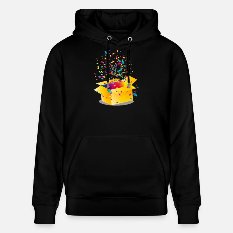 Gelbe Box mit buntem Konfetti - Stanley/Stella Unisex Bio-Hoodie CRUISER  - Schwarz