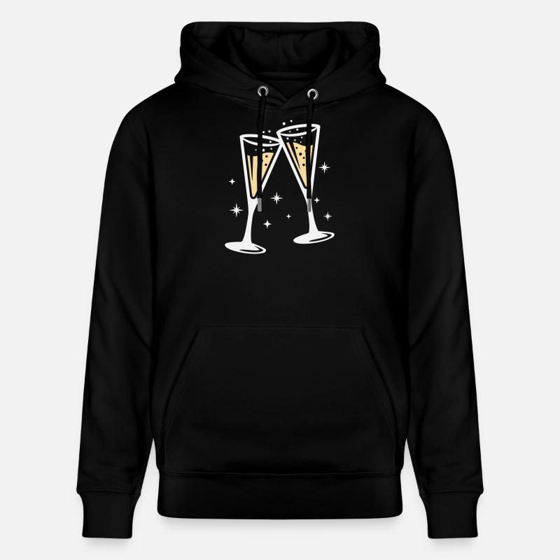 Sektglas Prosecco Sekt Alkohol Prost - Stanley/Stella CRUISER Unisex Organic Hoodie - black