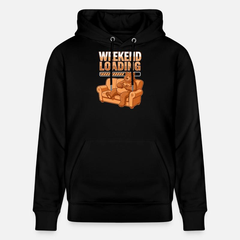 Wochenend-Ladezustand: Bär auf Sofa - Stanley/Stella Unisex Bio-Hoodie CRUISER  - Schwarz