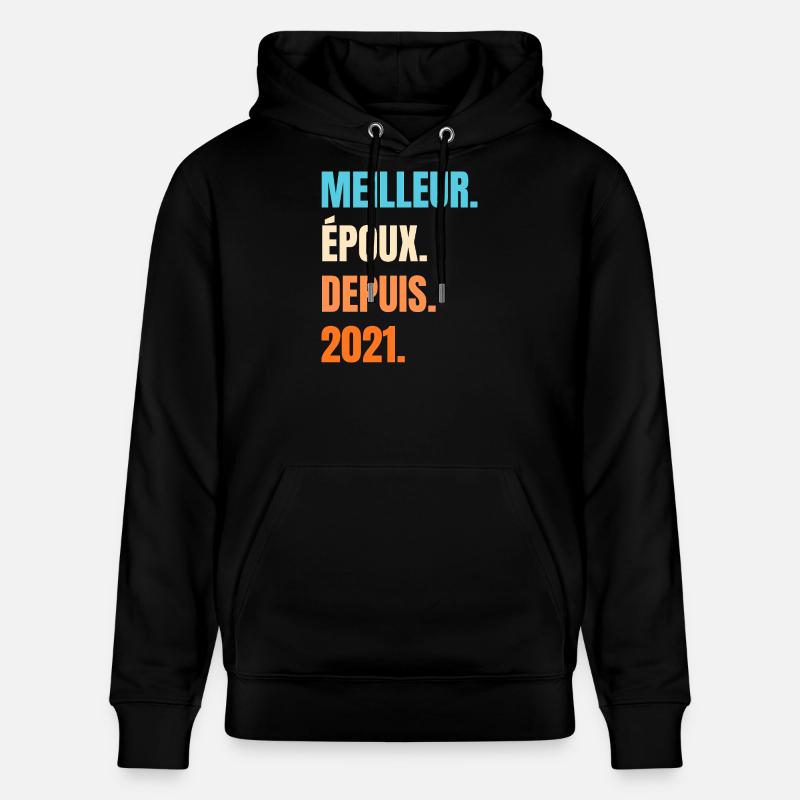 Bester Ehemann seit 2021 Geschenk-Ehemann - Stanley/Stella Unisex Bio-Hoodie CRUISER  - Schwarz