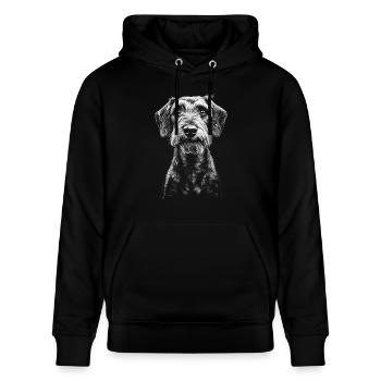 Rauhaardackel Portrait Hunde Hund Teckel - Stanley/Stella Unisex Bio-Hoodie CRUISER  - Schwarz - Vorne - Alina (178cm) & Michal (187cm)