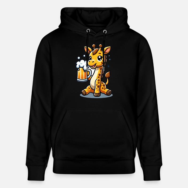 Cute Giraffe Drinking Beer 3 - Stanley/Stella Unisex Bio-Hoodie CRUISER  - Schwarz