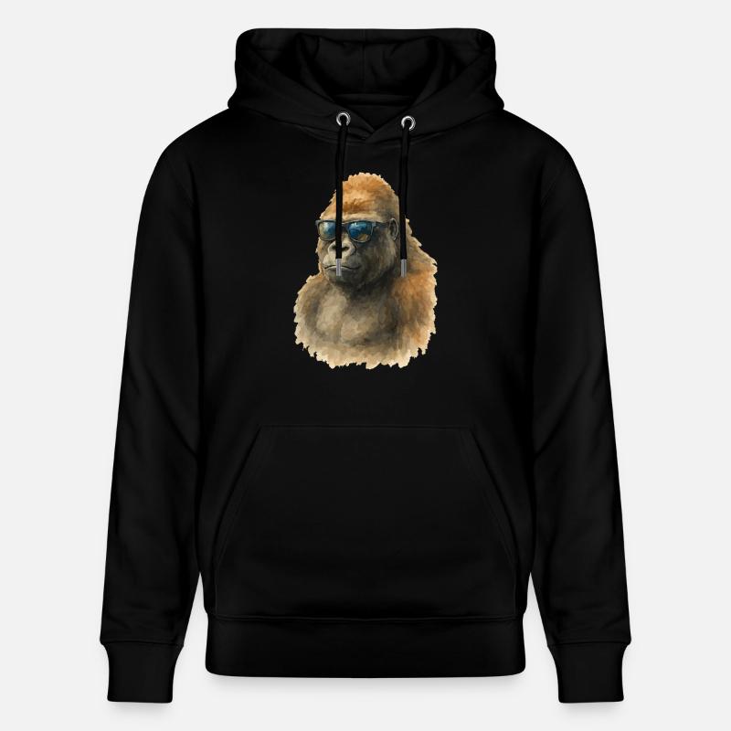 Gorille Aquarelle - Sweat à capuche bio CRUISER Stanley/Stella Unisexe - noir