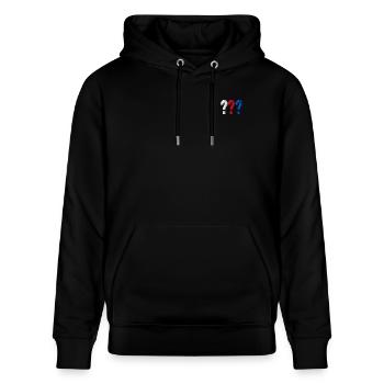 Die Drei ??? kleines Logo Stick - Stanley/Stella Unisex Bio-Hoodie CRUISER  - Schwarz - Vorne - Alina (178cm) & Michal (187cm)