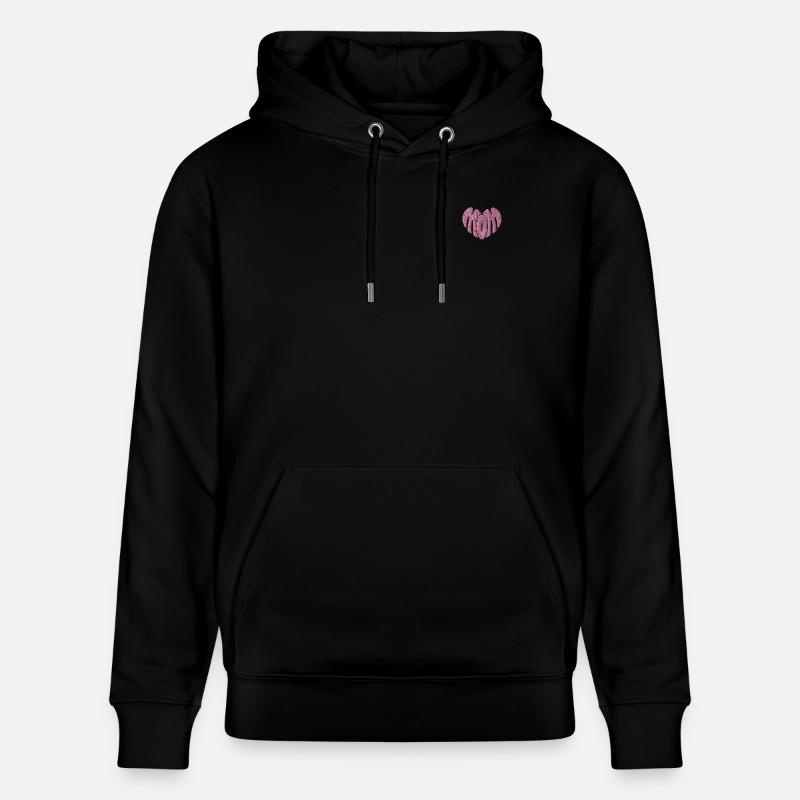 Mama Serce Różowe Haftowane - Ekologiczna bluza z kapturem typu unisex Stanley/Stella CRUISER - czarny