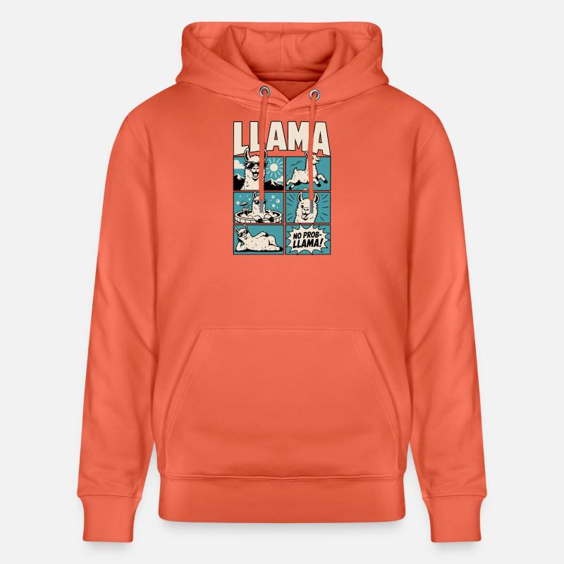 Chill Llama Comic Design - Sweat à capuche bio CRUISER Stanley/Stella Unisexe - rouge clair