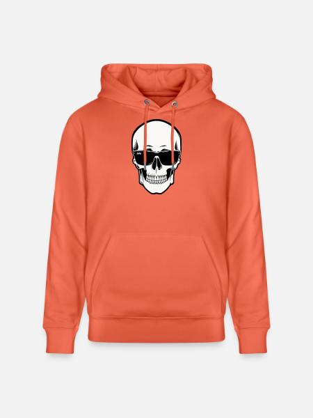 Skeleton with Sunglasses in Monochrome - Stanley/Stella CRUISER Unisex Organic Hoodie - light red