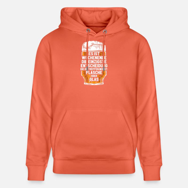 Wochenende Flasche Oder Glas / Bier Spruch - Stanley/Stella Unisex Bio-Hoodie CRUISER - Hellrot