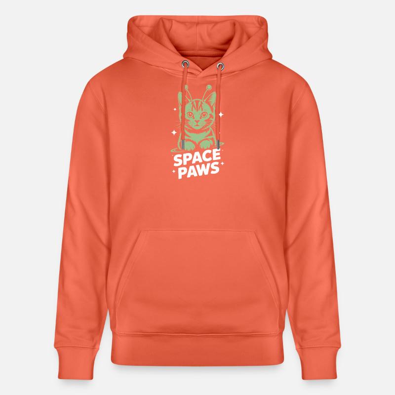 Chat Spatial Pattes Astrales - Sweat à capuche bio CRUISER Stanley/Stella Unisexe - rouge clair