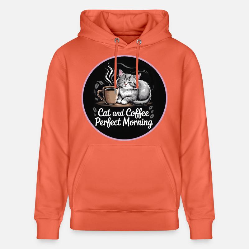 Routine matinale avec chats et café - Sweat à capuche bio CRUISER Stanley/Stella Unisexe - rouge clair