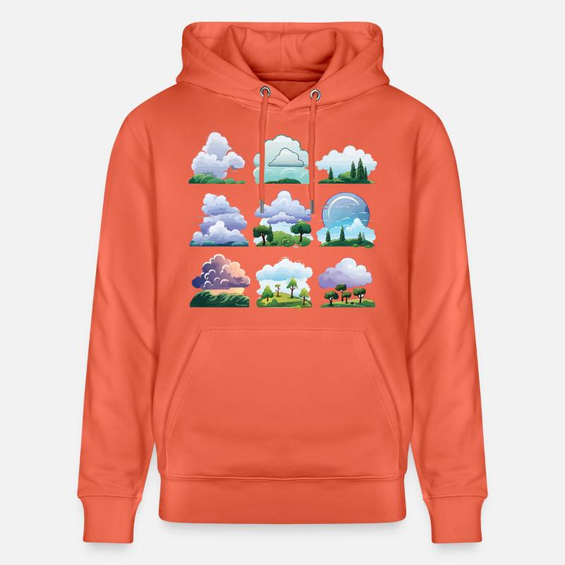 Dessin animé Cloudscapes - Sweat à capuche bio CRUISER Stanley/Stella Unisexe - rouge clair