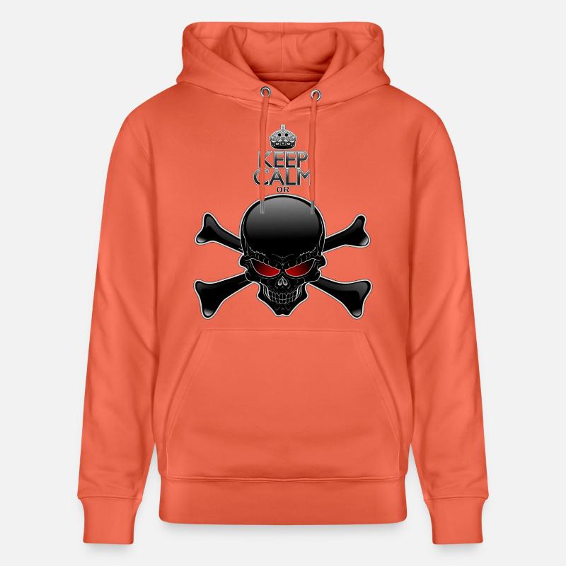 Bleib ruhig oder sterbe, Schwarzer Schädel - Stanley/Stella Unisex Bio-Hoodie CRUISER - Hellrot