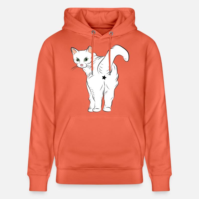 Chat blanc avec logo étoile - Sweat à capuche bio CRUISER Stanley/Stella Unisexe - rouge clair