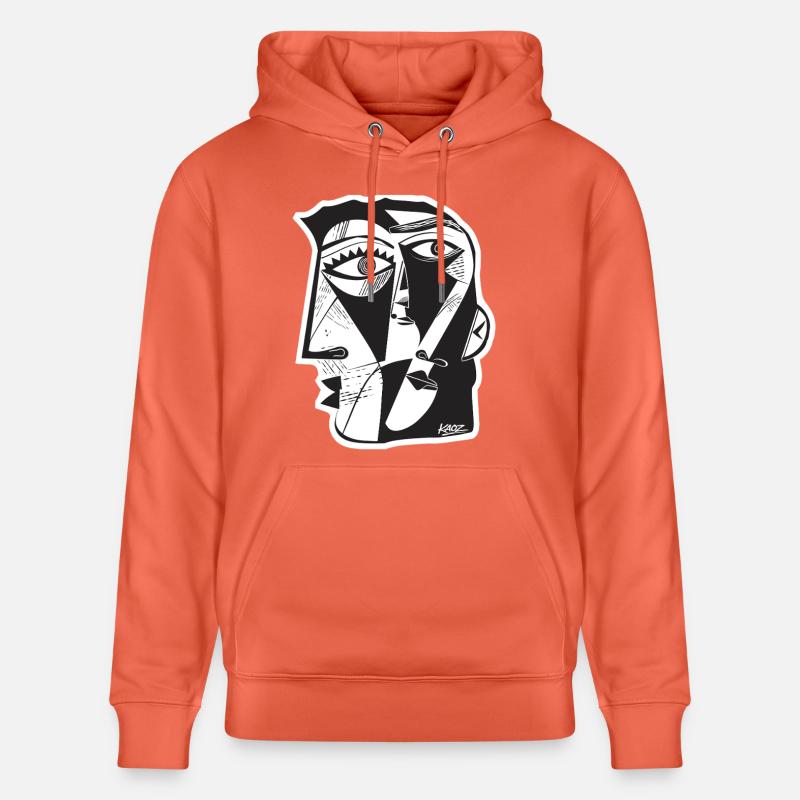 Trait de face cubiste - Sweat à capuche bio CRUISER Stanley/Stella Unisexe - rouge clair