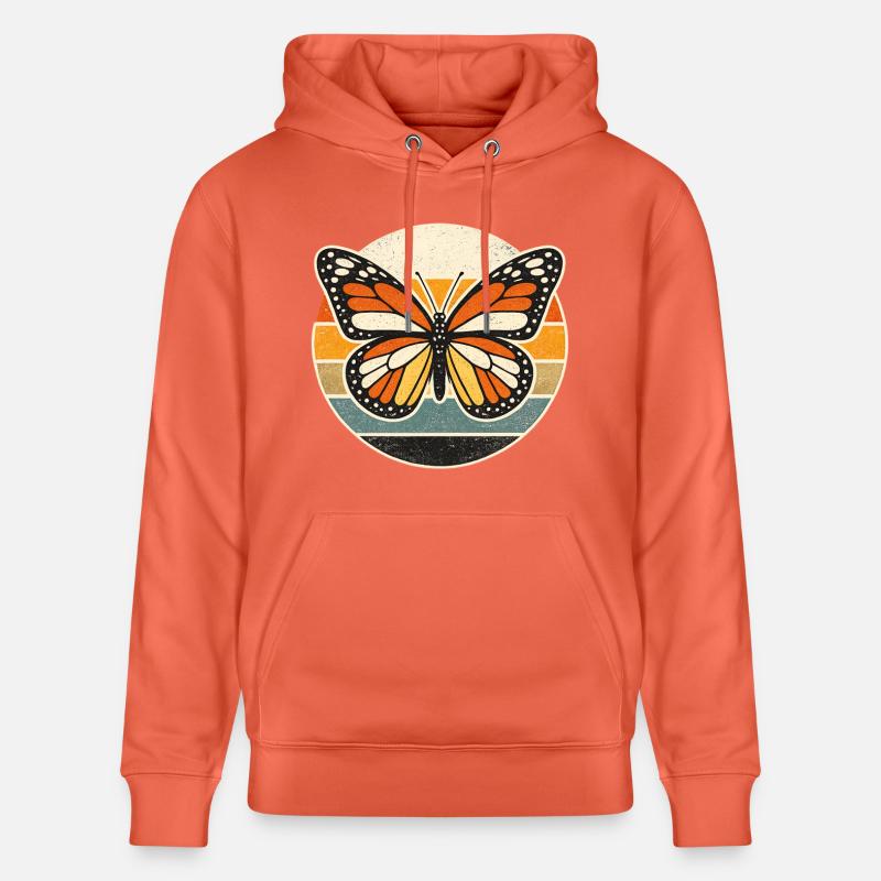 Coucher de soleil rétro papillon - Sweat à capuche bio CRUISER Stanley/Stella Unisexe - rouge clair