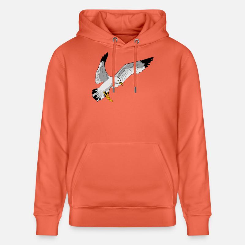 Stilvolle Seevogel Silhouette einer Möwe - Stanley/Stella Unisex Bio-Hoodie CRUISER  - Hellrot