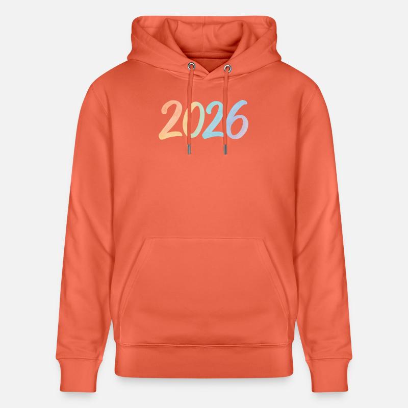 Conception des chiffres à l’aquarelle 2026 - Sweat à capuche bio CRUISER Stanley/Stella Unisexe - rouge clair