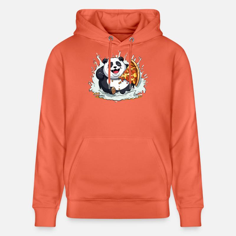 Dessin animé Panda Pizza Splash - Sweat à capuche bio CRUISER Stanley/Stella Unisexe - rouge clair