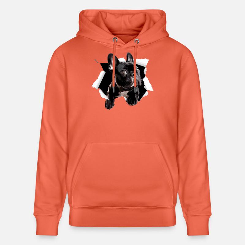 Percée du bouledogue français Drôle - Sweat à capuche bio CRUISER Stanley/Stella Unisexe - rouge clair