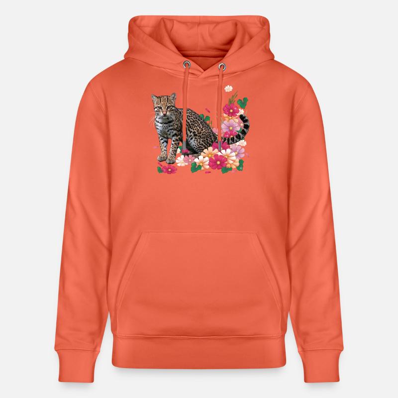 Léopard fleuri avec des fleurs - Sweat à capuche bio CRUISER Stanley/Stella Unisexe - rouge clair