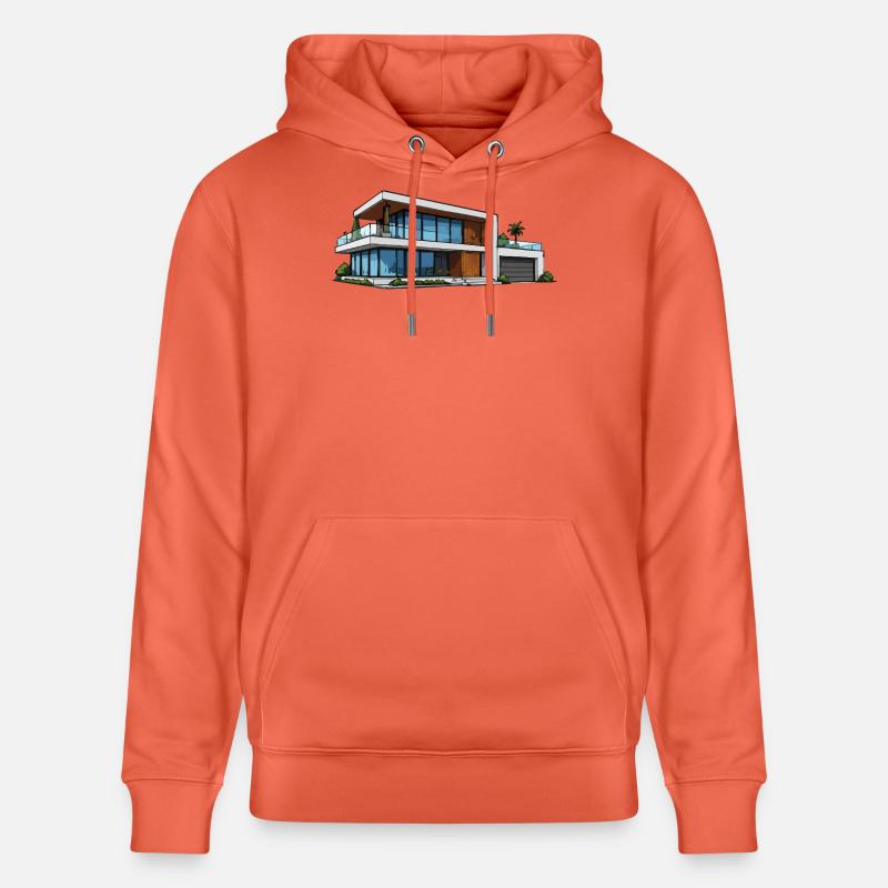 Illustration d’architecture moderne de villas - Sweat à capuche bio CRUISER Stanley/Stella Unisexe - rouge clair
