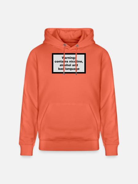 Warning: contains, nicotine, alcohol and bad - Stanley/Stella CRUISER Unisex Organic Hoodie - light red