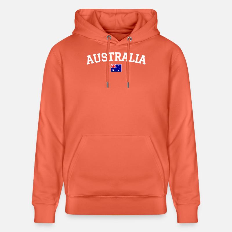 Drapeau australien : Dessin blanc - Sweat à capuche bio CRUISER Stanley/Stella Unisexe - rouge clair