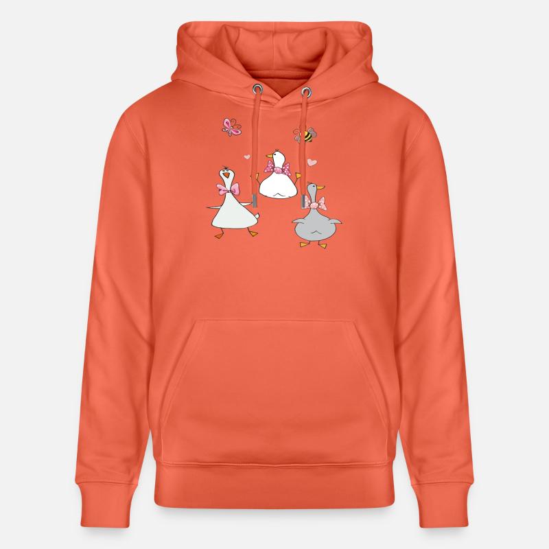 Oies drôles avec papillon et abeille - Sweat à capuche bio CRUISER Stanley/Stella Unisexe - rouge clair