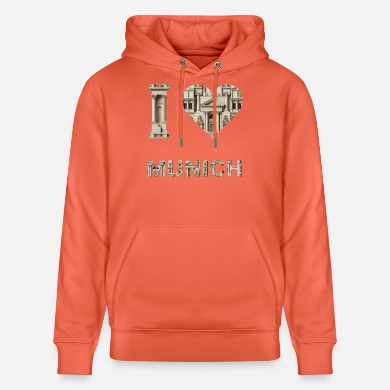 J’adore Munich – Architecture classique Amour - Sweat à capuche bio CRUISER Stanley/Stella Unisexe - rouge clair