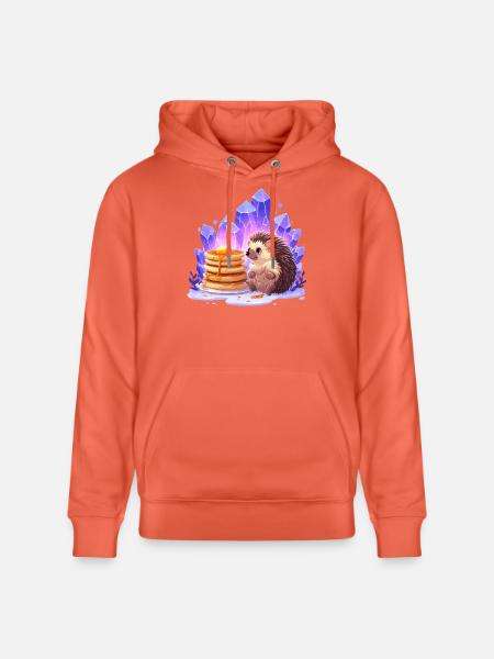 Hedgehog with pancakes and crystals - Stanley/Stella CRUISER Unisex Organic Hoodie - light red