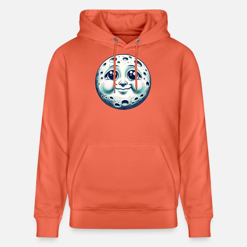 Drôle de lune avec visage - Sweat à capuche bio CRUISER Stanley/Stella Unisexe - rouge clair