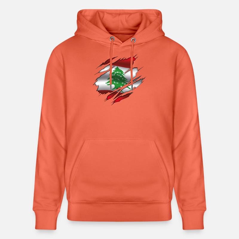 Drapeau du Liban - Drapeau déchiré - Sweat à capuche bio CRUISER Stanley/Stella Unisexe - rouge clair