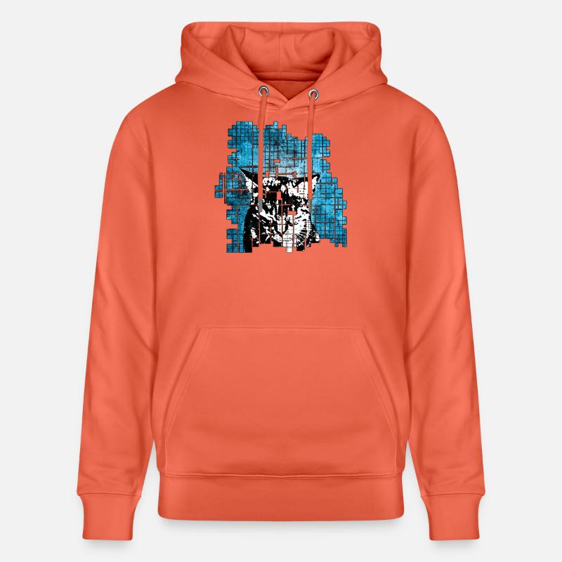 Graffiti-Stil Katzenporträt mit blauer Explosion - Stanley/Stella Unisex Bio-Hoodie CRUISER  - Hellrot