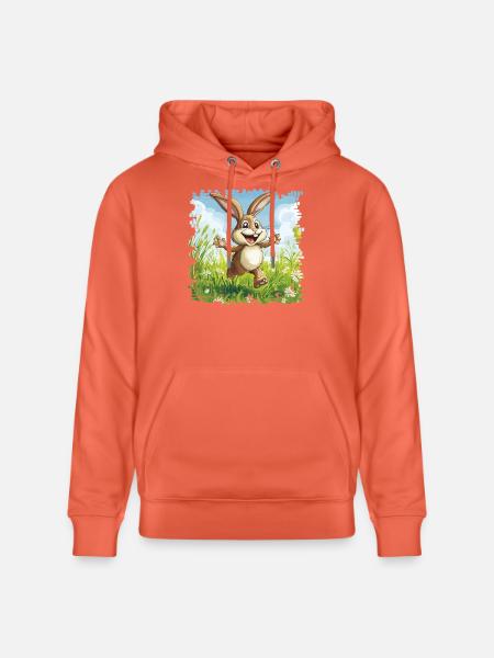 Cheerful bunny in spring meadow - Stanley/Stella CRUISER Unisex Organic Hoodie - light red