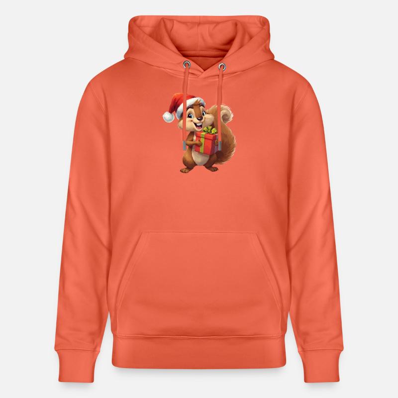 Weihnachts-Eichhörnchen mit Geschenk - Stanley/Stella Unisex Bio-Hoodie CRUISER  - Hellrot