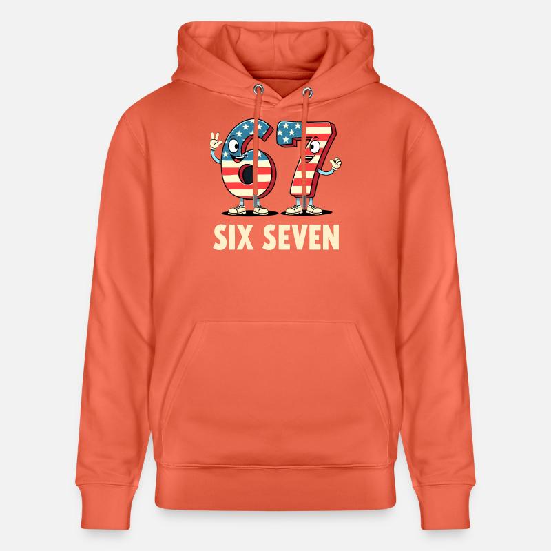 US Flag 67 Memes Six Seven - Sweat à capuche bio CRUISER Stanley/Stella Unisexe - rouge clair