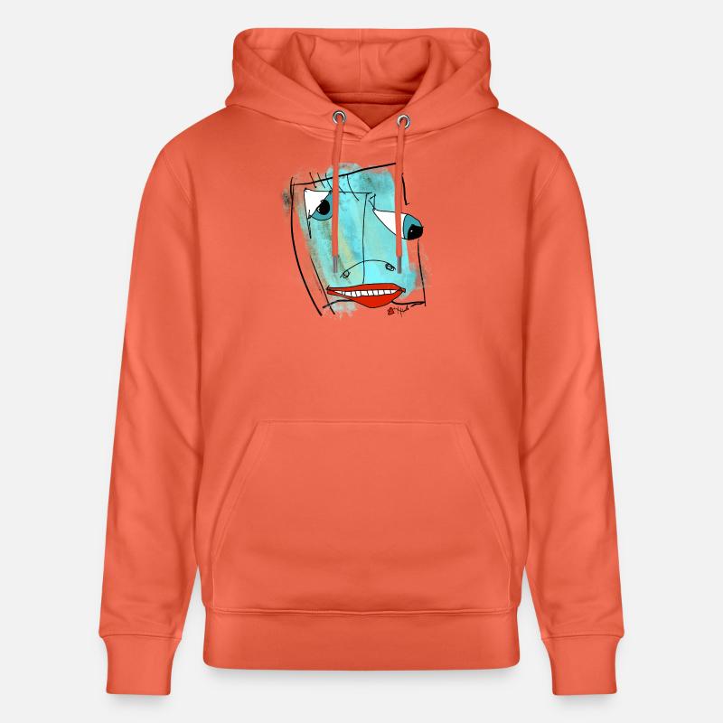 Aquarelle de design de visage abstrait - Sweat à capuche bio CRUISER Stanley/Stella Unisexe - rouge clair