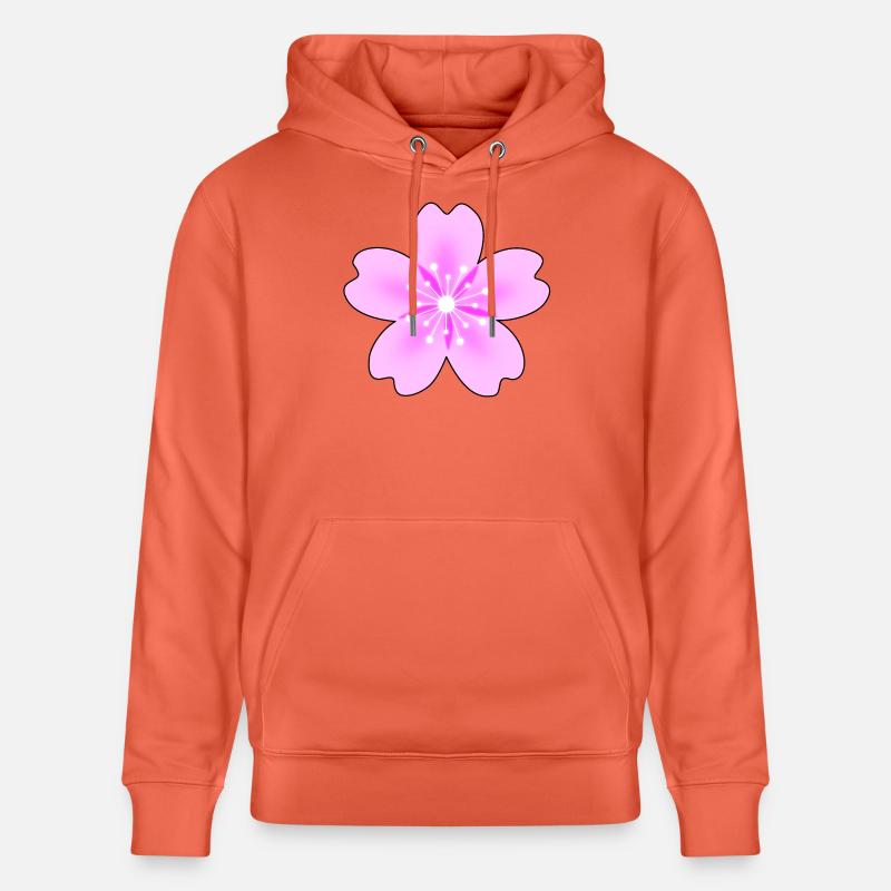 Fleur rose avec des rayons néon - Sweat à capuche bio CRUISER Stanley/Stella Unisexe - rouge clair