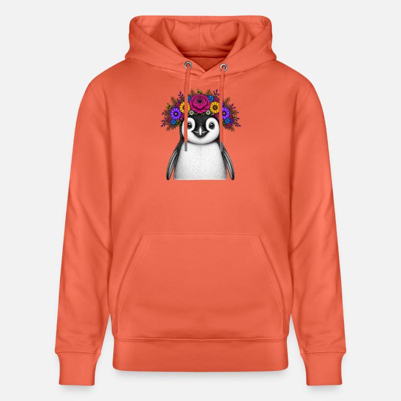 Pingouin avec couronne de fleurs - Sweat à capuche bio CRUISER Stanley/Stella Unisexe - rouge clair