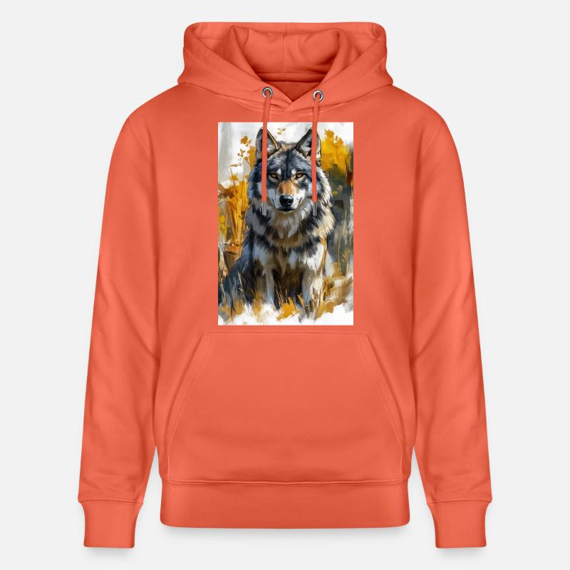 Illustration eines Wolfes - Stanley/Stella Unisex Bio-Hoodie CRUISER  - Hellrot