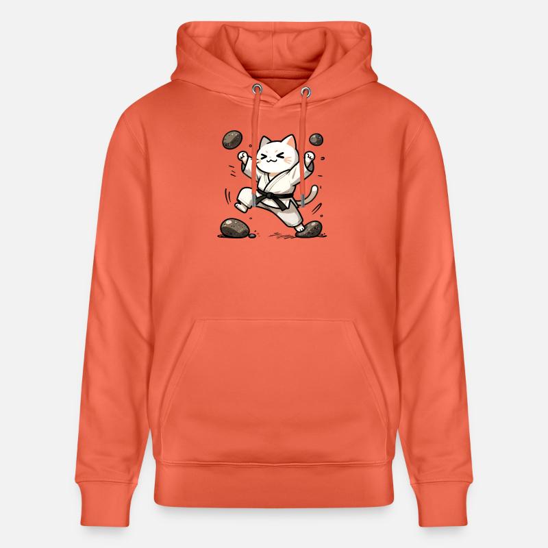 Chat karaté en Gi blanc - Sweat à capuche bio CRUISER Stanley/Stella Unisexe - rouge clair