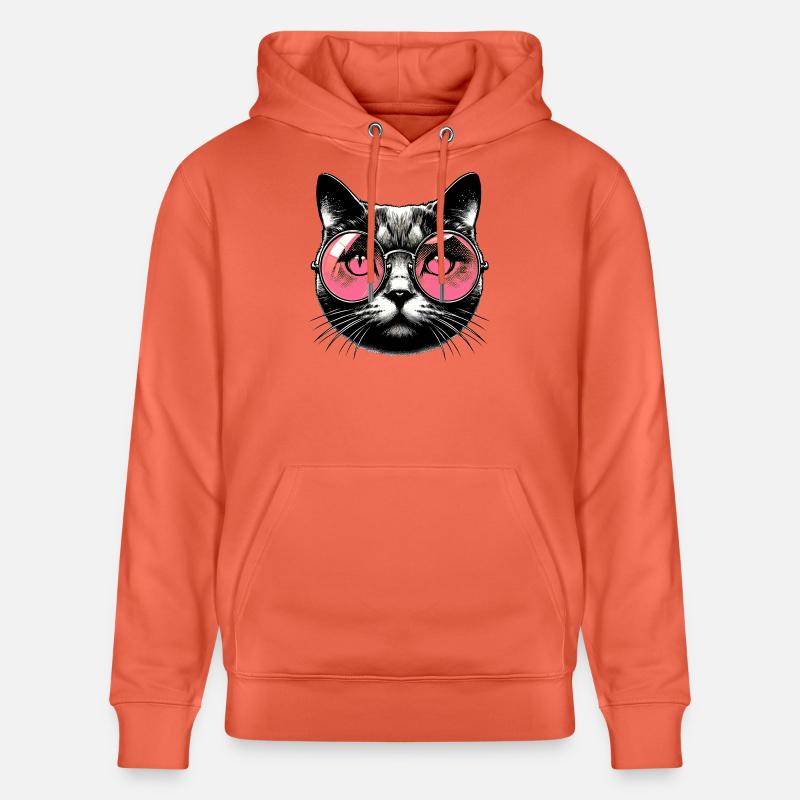 Le Chat avec des lunettes - Sweat à capuche bio CRUISER Stanley/Stella Unisexe - rouge clair