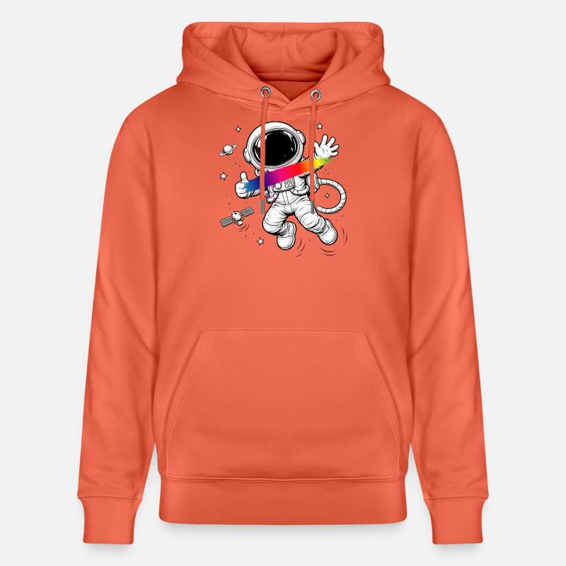 Astronaut Rainbow Splash Space Design - Sweat à capuche bio CRUISER Stanley/Stella Unisexe - rouge clair